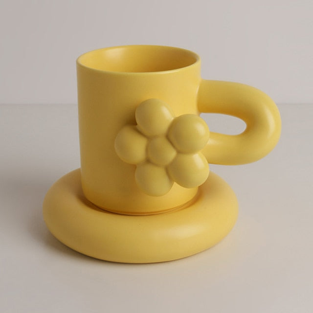 Fat Handle Mug with Plate