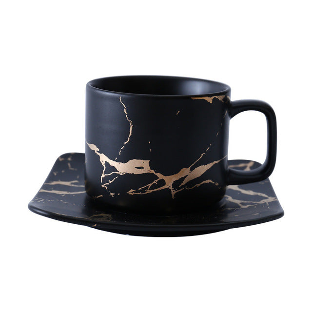 Marble Coffee Cups with Gold Pattern