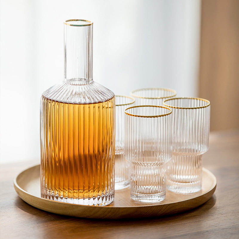 Glass Water Jug with Vertical Pattern