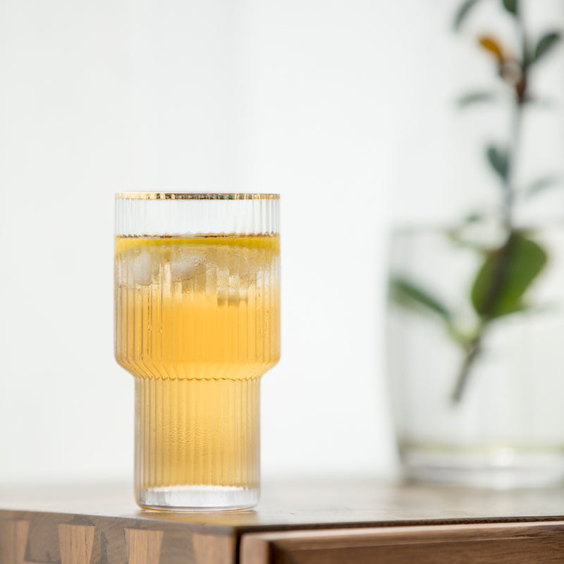 Glass Water Jug with Vertical Pattern