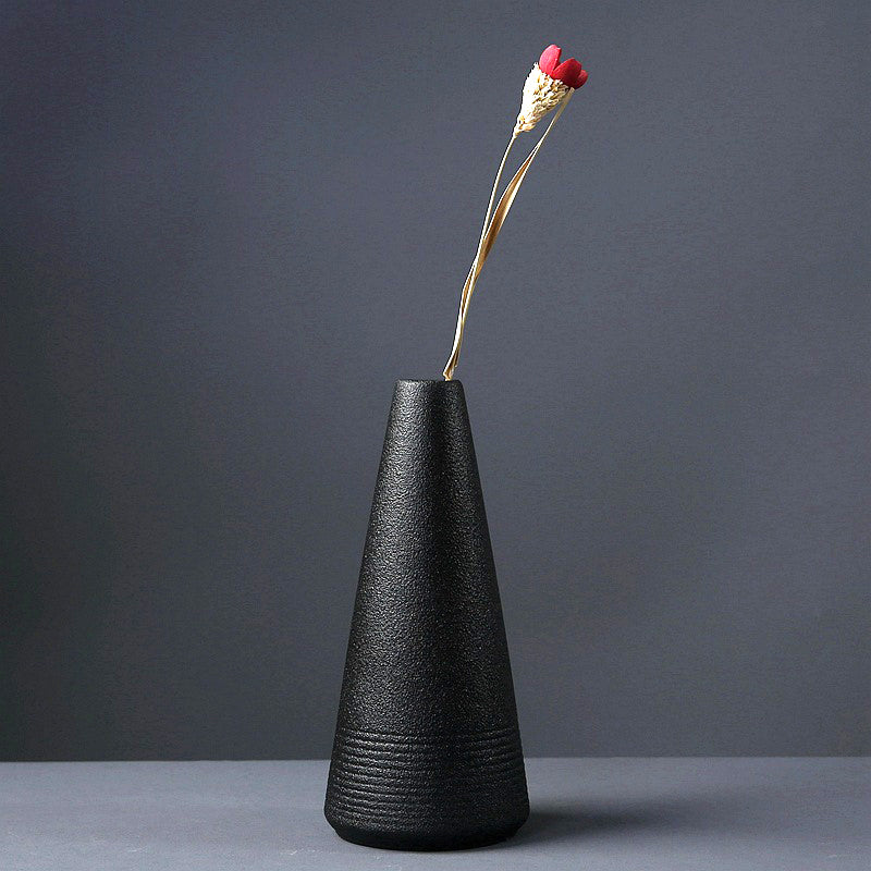 Black Ceramic Small Vase Home Decoration