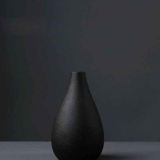 Black Ceramic Small Vase Home Decoration