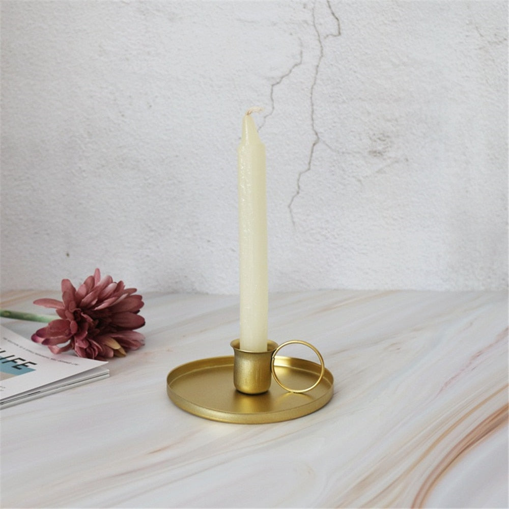 Retro Metal Candlesticks Gold & Black