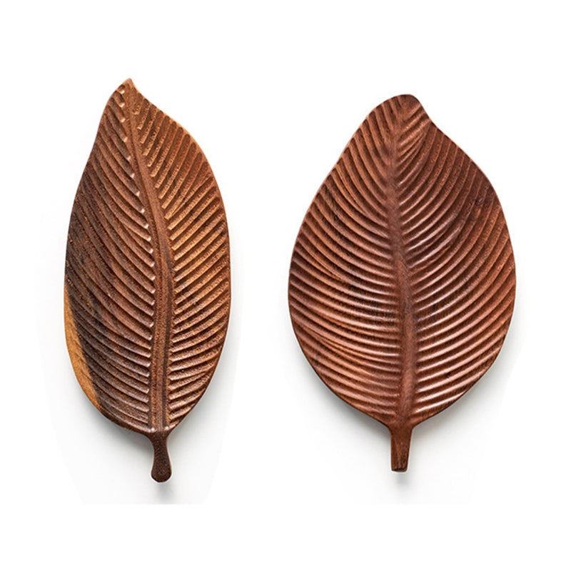 Wooden Leaf Shape Refreshment Tray