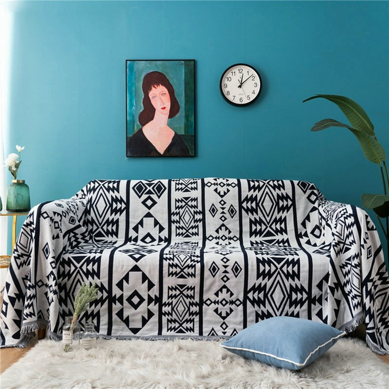 Ethnic Style Geometric Sofa Blanket