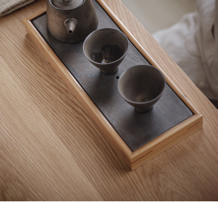 Ceramic and Bamboo Tea Trays
