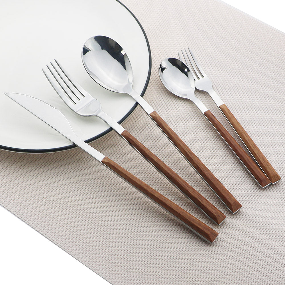 Wood and Marble Handle Cutlery Set Stainless Steel