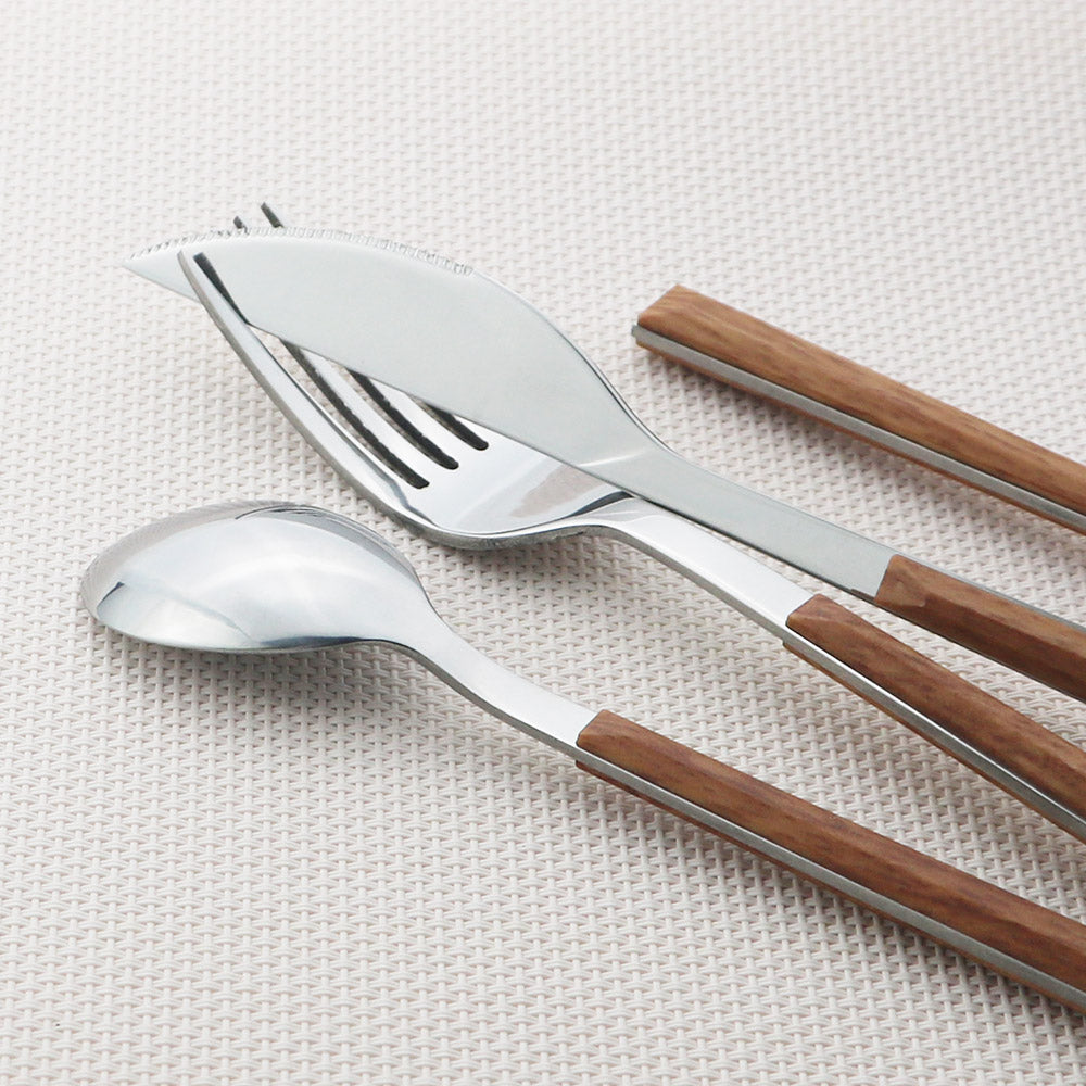 Wood and Marble Handle Cutlery Set Stainless Steel