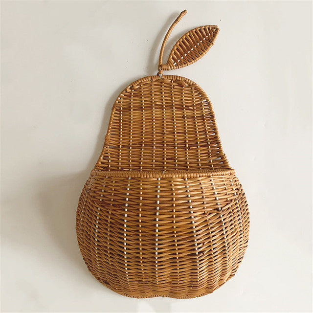Vintage Rattan Apple and Pear Shape Storage Basket