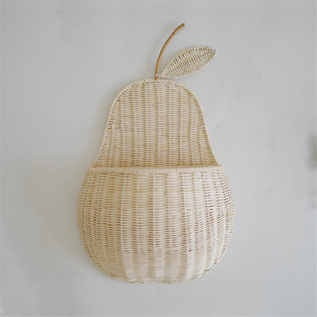 Vintage Rattan Apple and Pear Shape Storage Basket
