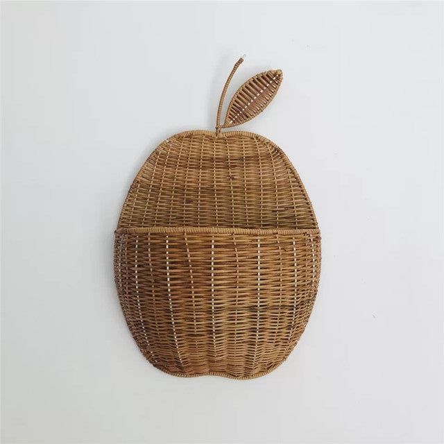 Vintage Rattan Apple and Pear Shape Storage Basket