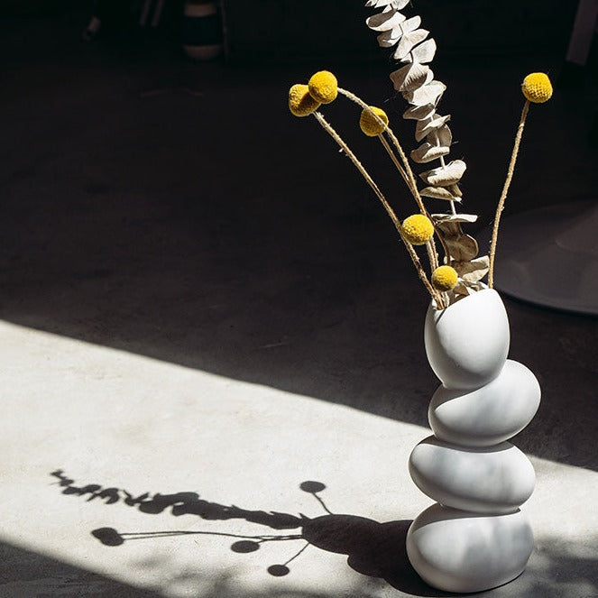 Elegant Matte Ceramic White Egg Shaped Vase