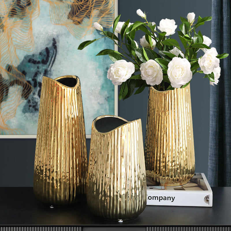 Golden Ceramic Vase for Home Decor