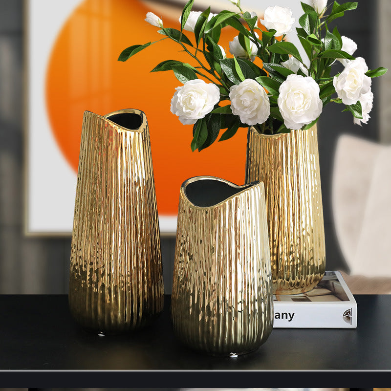 Golden Ceramic Vase for Home Decor