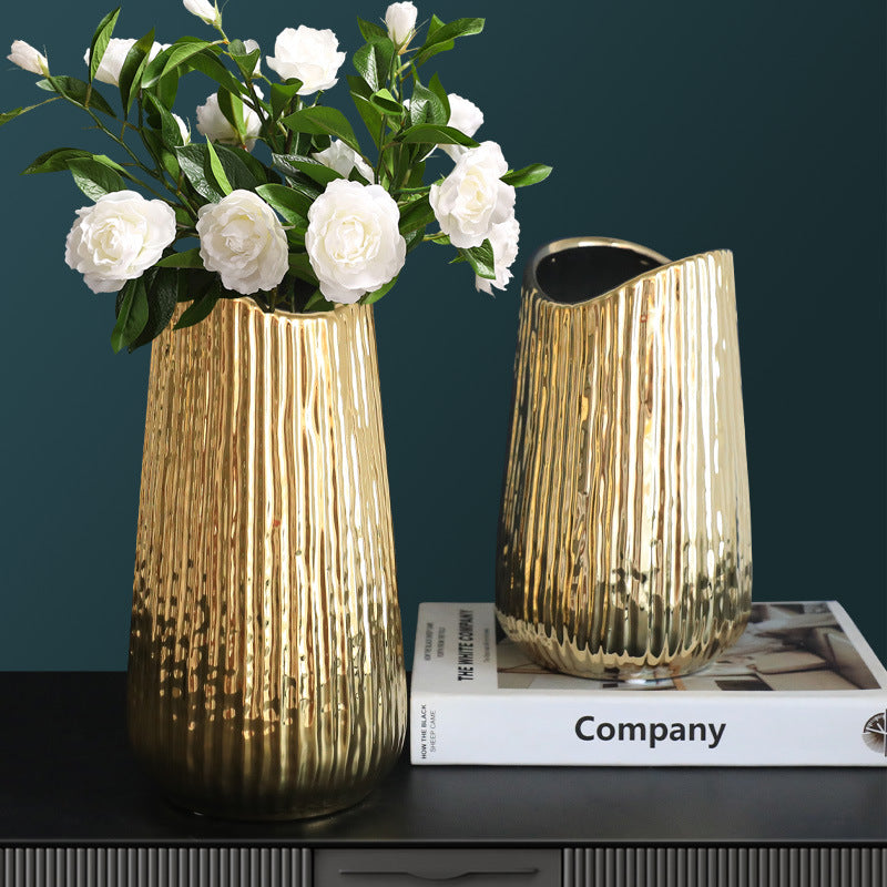 Golden Ceramic Vase for Home Decor