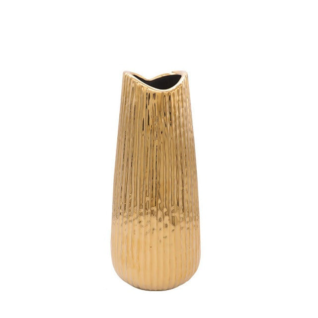 Golden Ceramic Vase for Home Decor