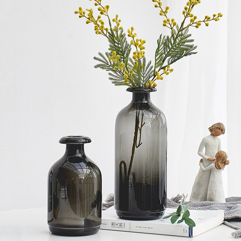 Nordic Black Glass Vases for Living Room Decor