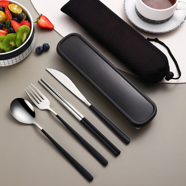 Eco Friendly Stainless Steel Dinnerware Set with Case