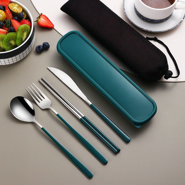 Eco Friendly Stainless Steel Dinnerware Set with Case
