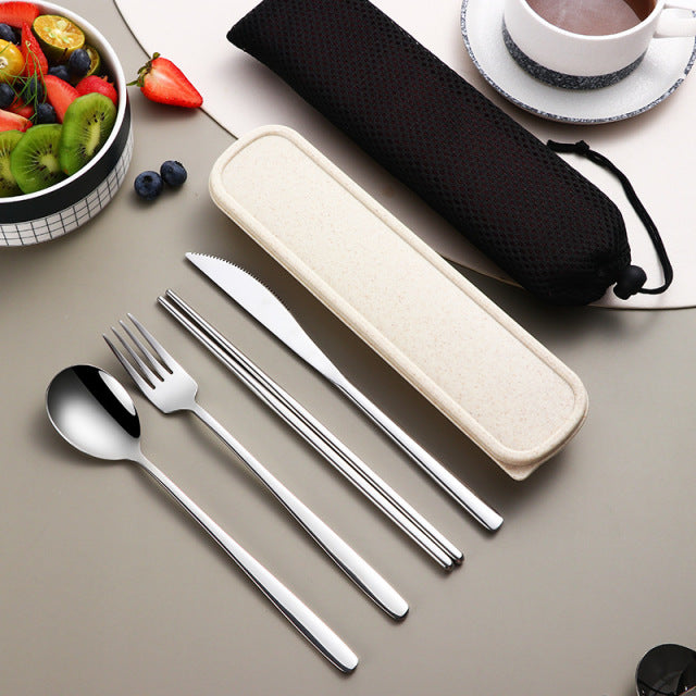 Eco Friendly Stainless Steel Dinnerware Set with Case