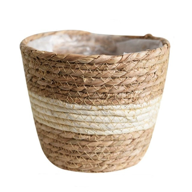 Straw Weaving Flower Pots for Indoor Outdoor Decor