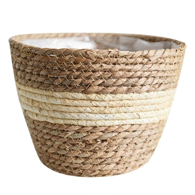 Straw Weaving Flower Pots for Indoor Outdoor Decor