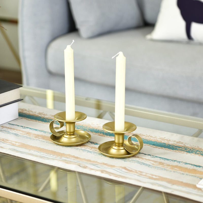 Two Pieces Set of Retro Metal Taper Candle Holder Classic Design
