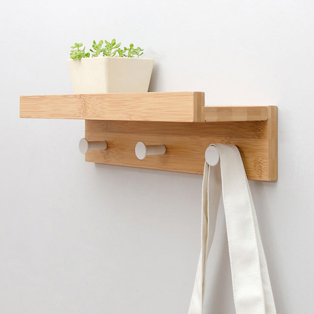 Bamboo Floating Wall-Mounted Rack Coat Hook