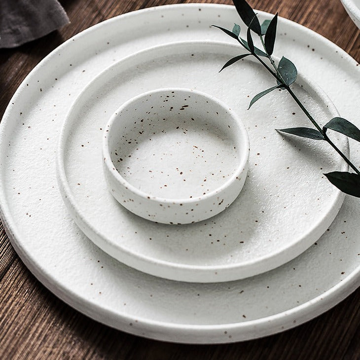 White Ceramic Set Bowls and Plates Nordic Style