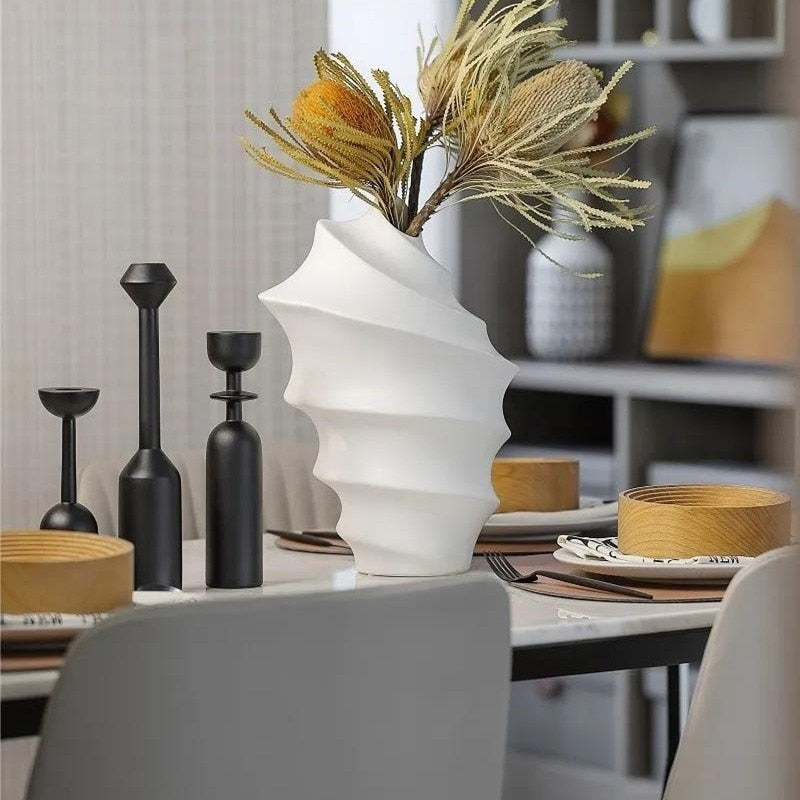 Black Wooden Candle Holders Nordic Style