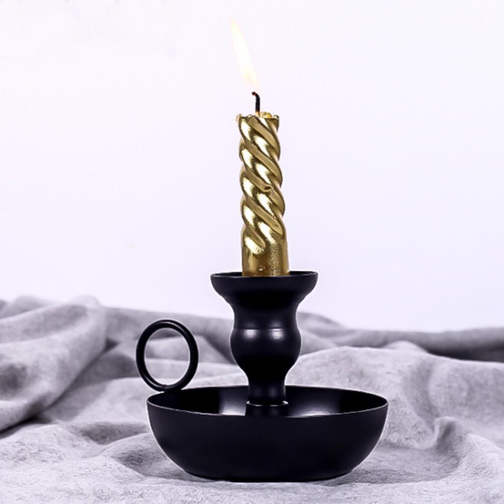 Iron Vintage Black Candle Holder