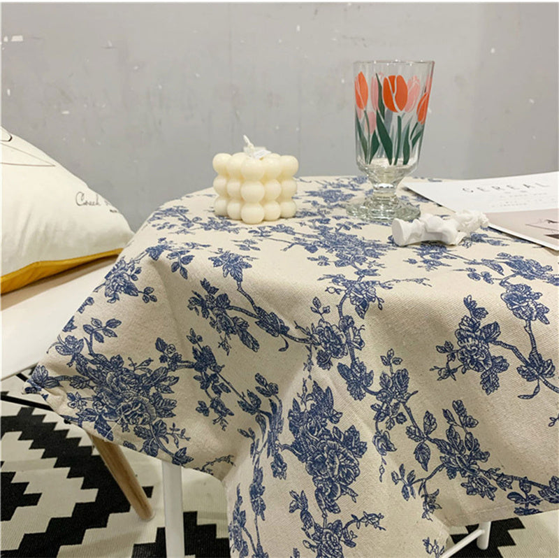 Floral Pattern Cotton Linen Tablecloth