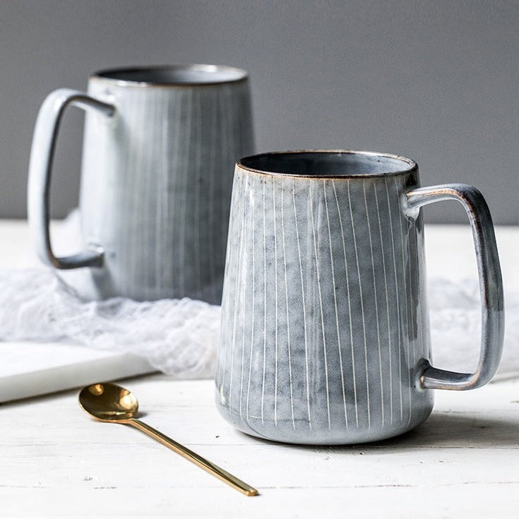 Retro Ceramic Mug with Stripe Patterns