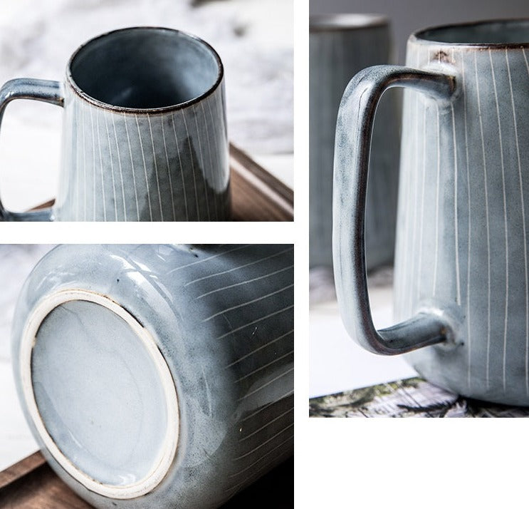 Retro Ceramic Mug with Stripe Patterns