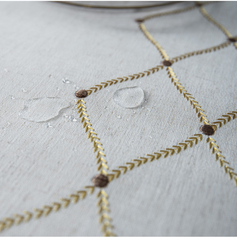 Nordic Linen Geometric Embroidered Waterproof Tablecloth