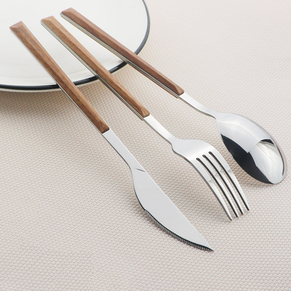 Wood and Marble Handle Cutlery Set Stainless Steel