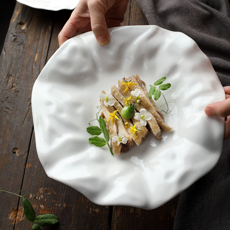 White French Ceramic Tableware with Irregular Shape