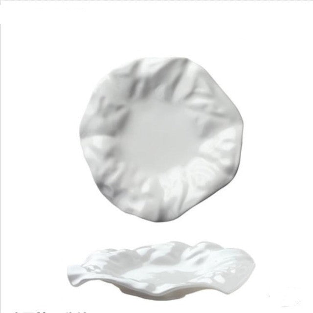 White French Ceramic Tableware with Irregular Shape