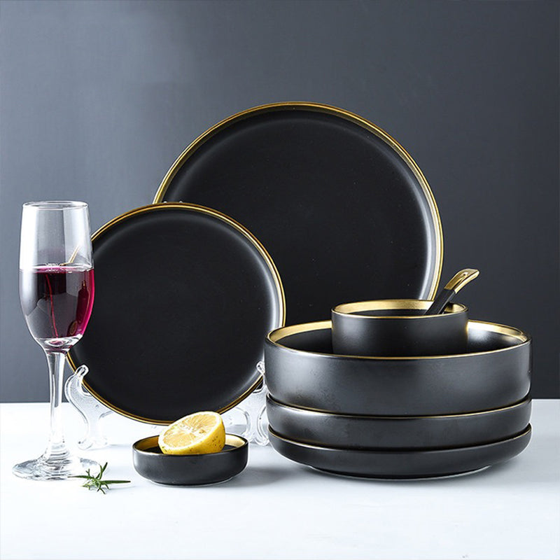 Black Tableware Porcelain Dinner Plates