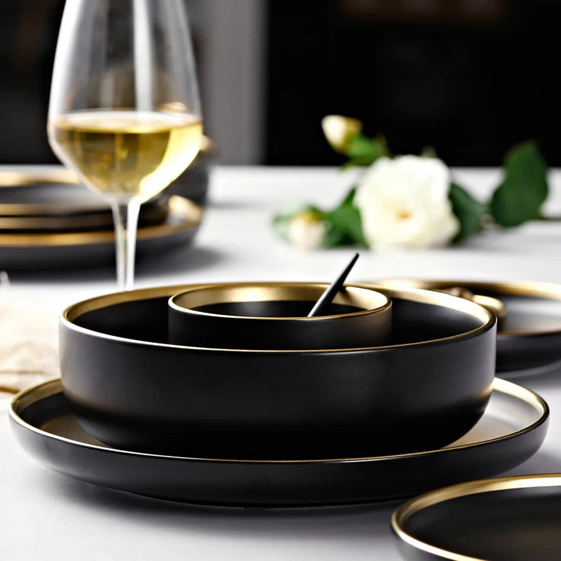 Black Tableware Porcelain Dinner Plates