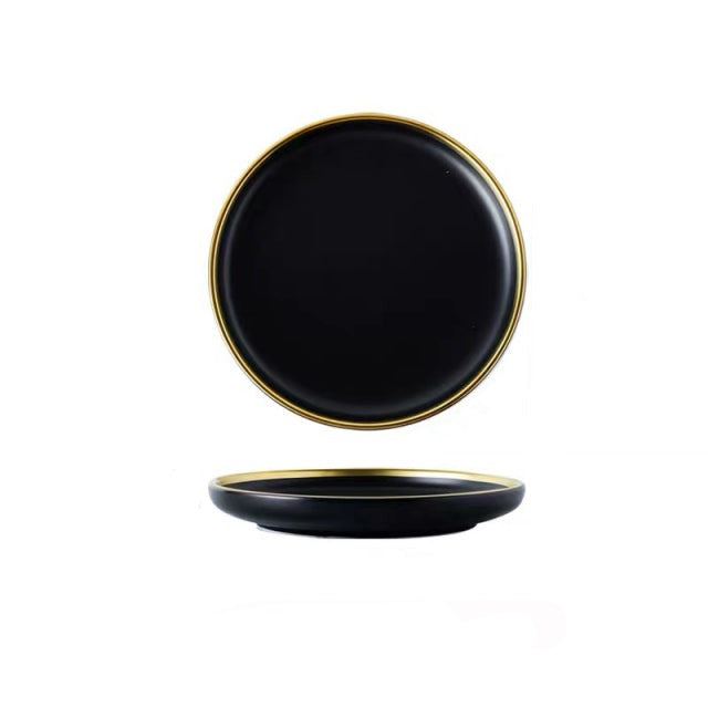 Black Tableware Porcelain Dinner Plates