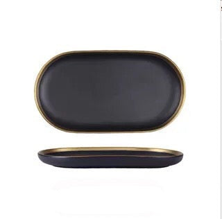 Black Tableware Porcelain Dinner Plates