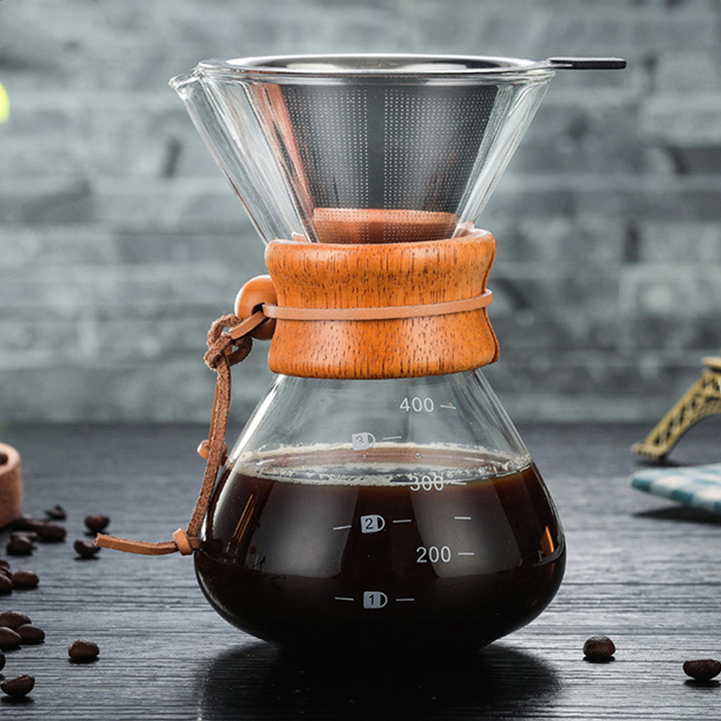 Glass Coffee Kettle with Wooden Handle