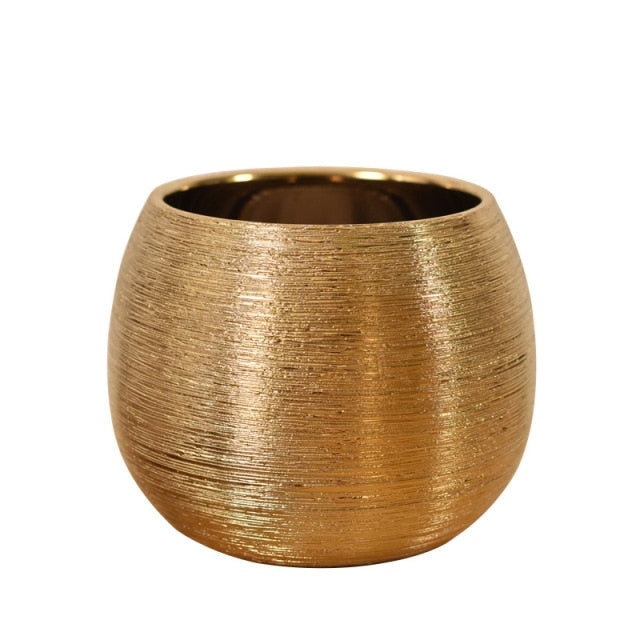 Gold-Plated Ceramic Flower Pot