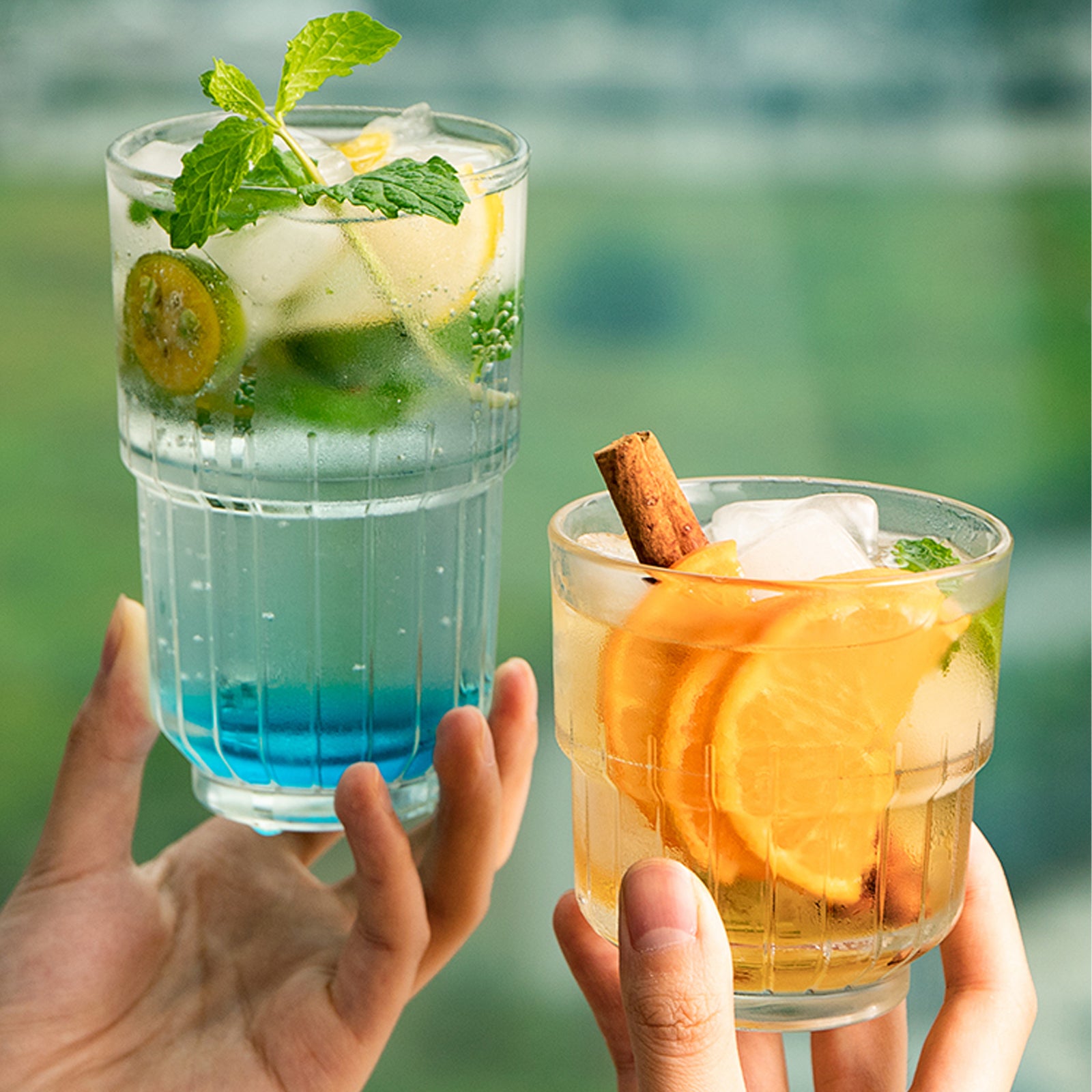 Embossed Stripe Origami Style Glassware