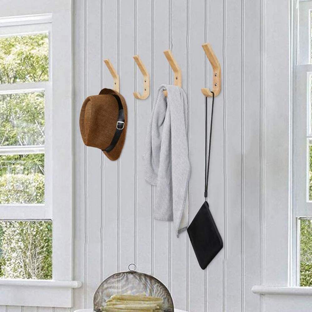 2 Pack Oak Wood Hooks Wall