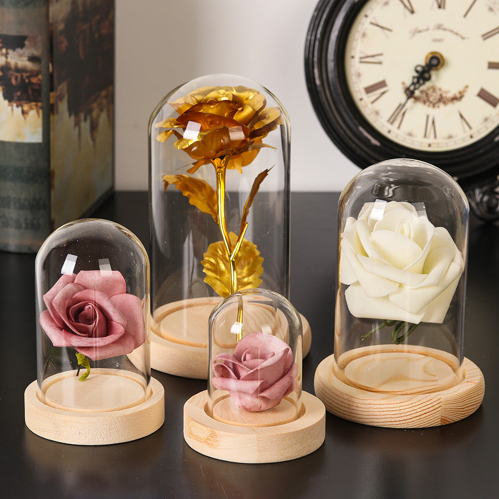 Wooden Base Glass Flower Vase