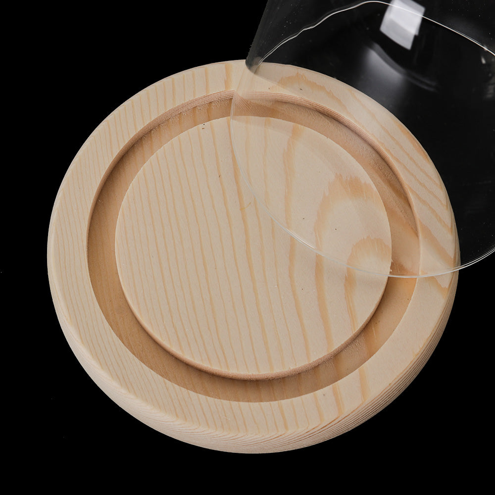 Wooden Base Glass Flower Vase