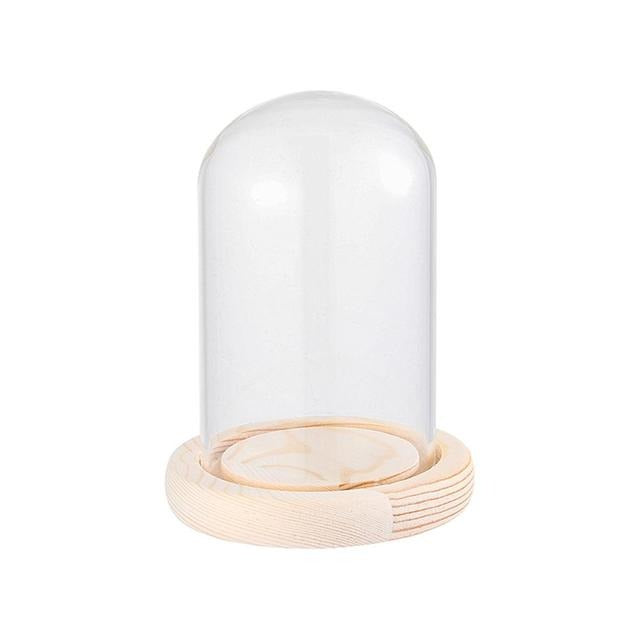 Wooden Base Glass Flower Vase