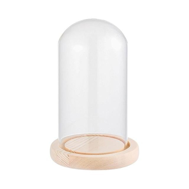 Wooden Base Glass Flower Vase